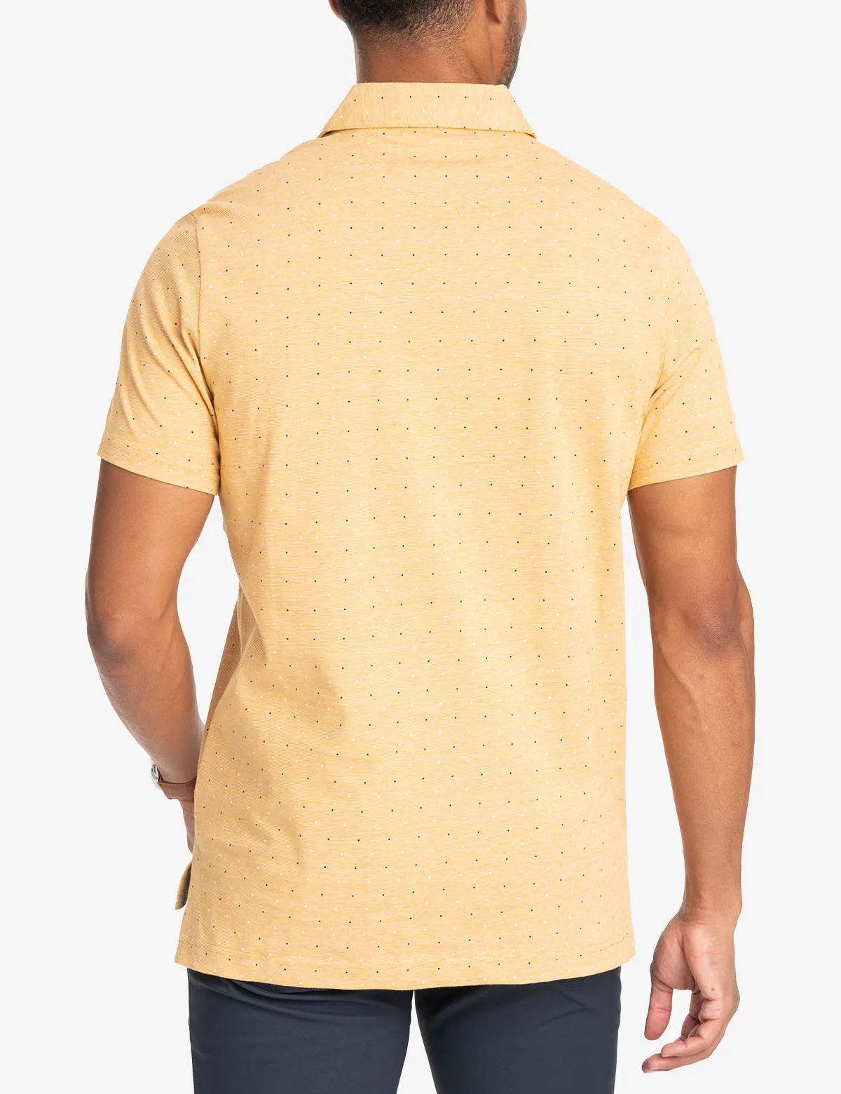 PRINTED END-ON-END STRIPED POLO SHIRT