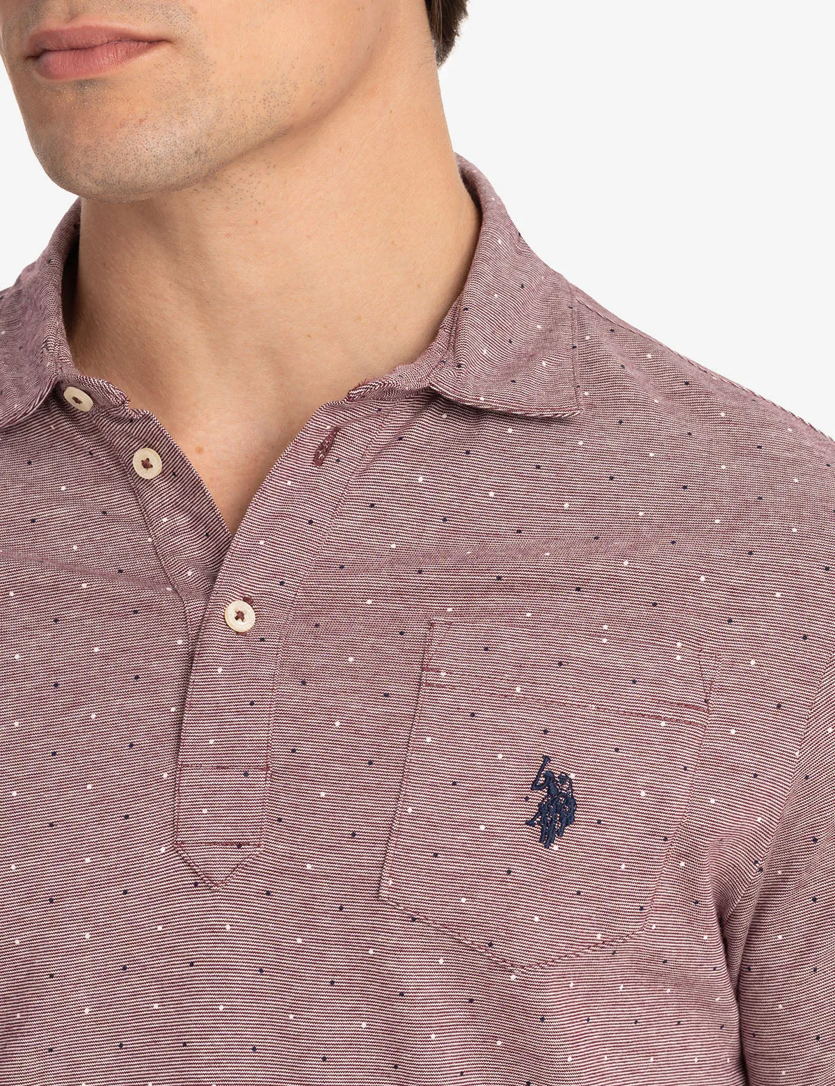 PRINTED END-ON-END STRIPED POLO SHIRT