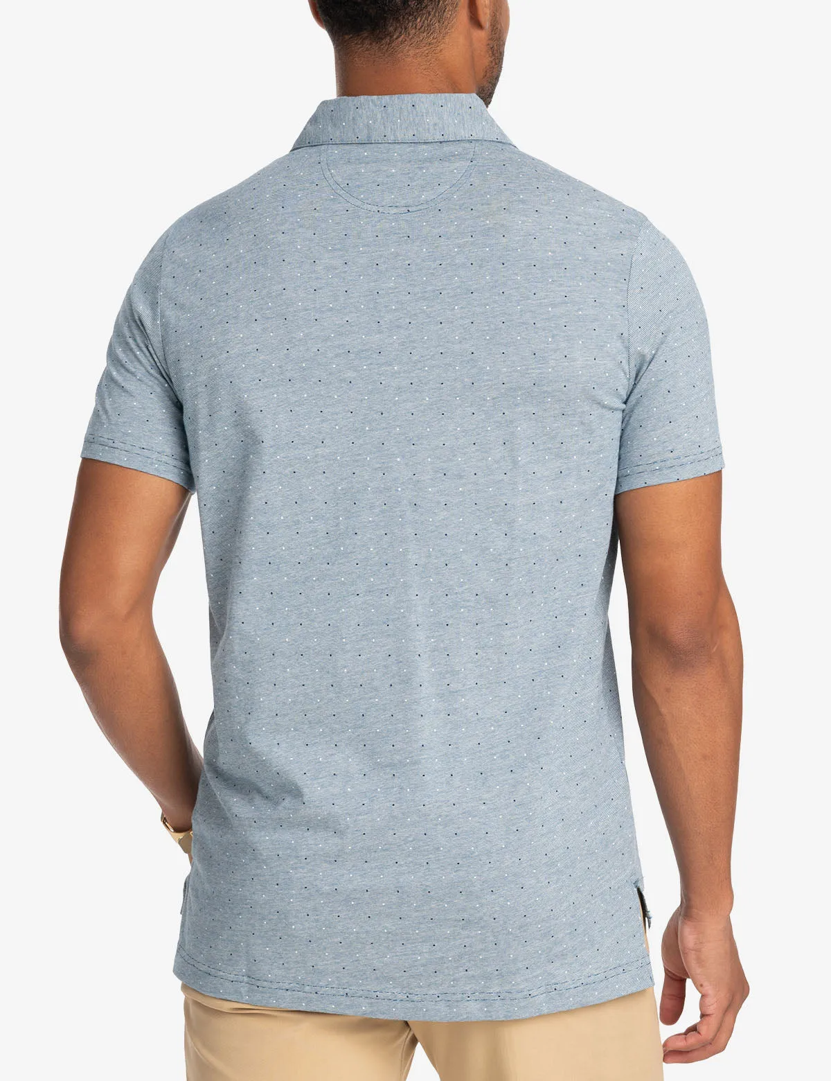 PRINTED END-ON-END STRIPED POLO SHIRT