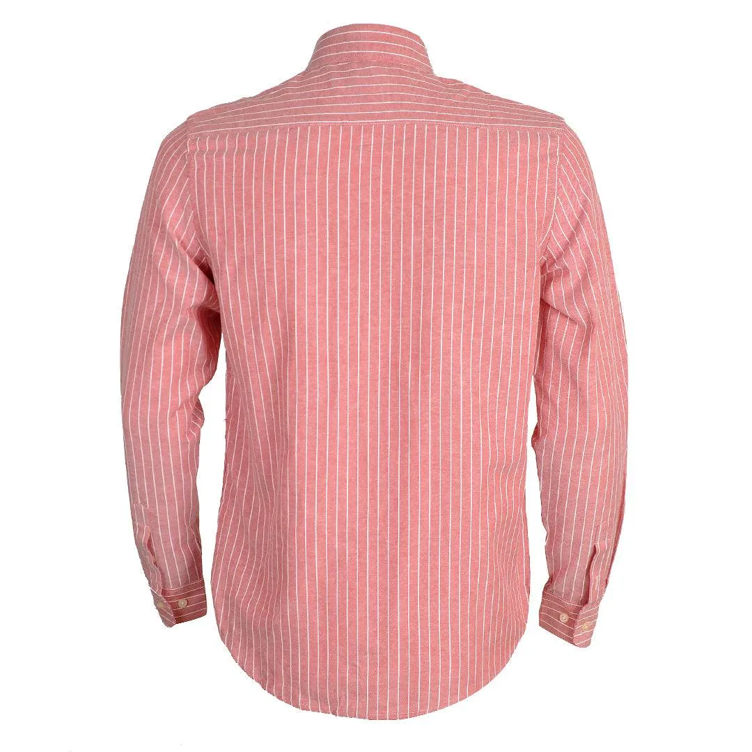PRL Custom Fit Long Sleeve Striped Cotton Shirt- Pink