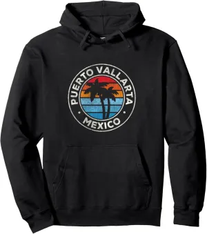 Puerto Vallarta Mexico Vintage Graphic Retro 70s Pullover Hoodie
