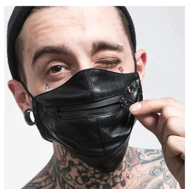 Punk Boy Zipper Leather Mask