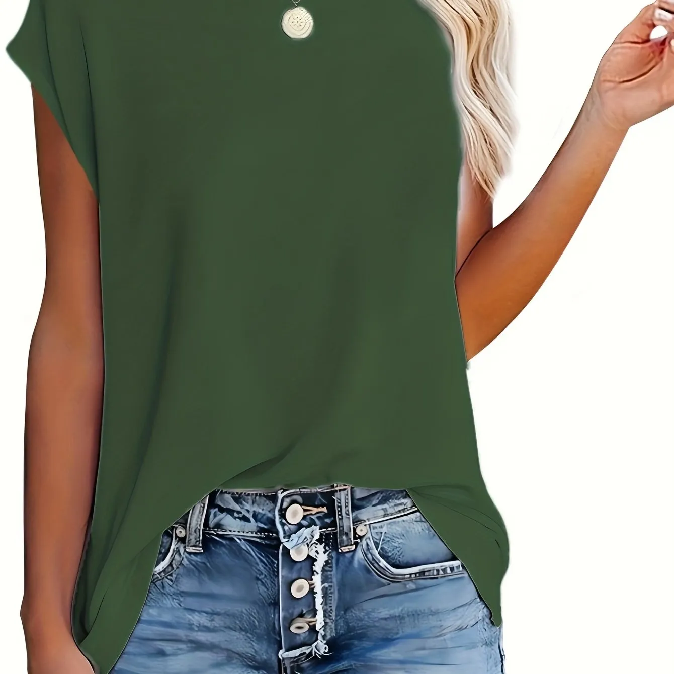 Purpdrank Casual Crew Neck Short Sleeve Simple Solid Versatile T-shirt - Women's Clothing