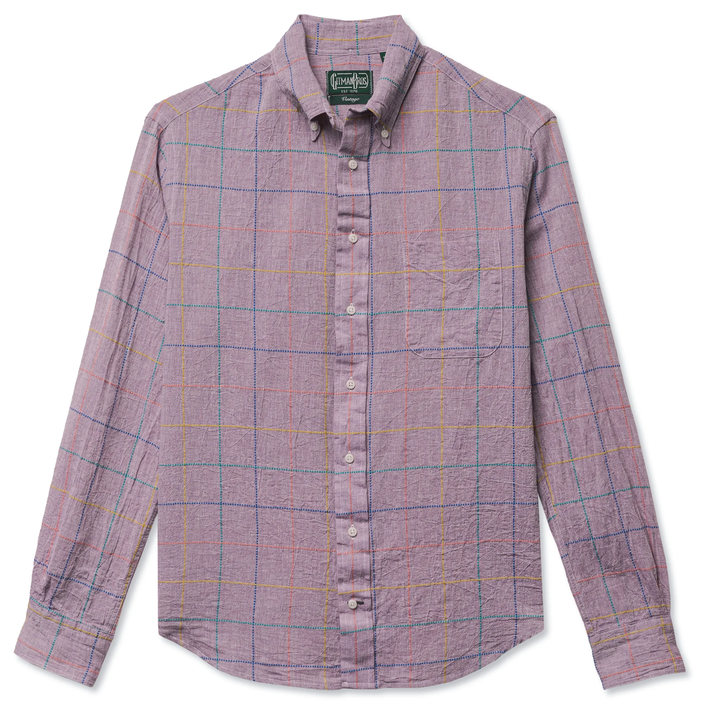 Purple Cotton/Linen Sashiko Plaid