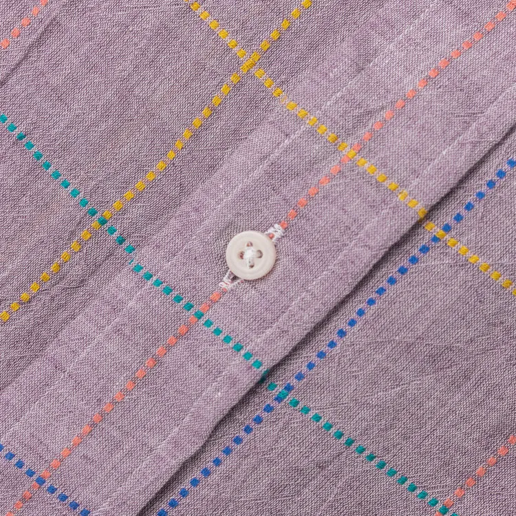 Purple Cotton/Linen Sashiko Plaid