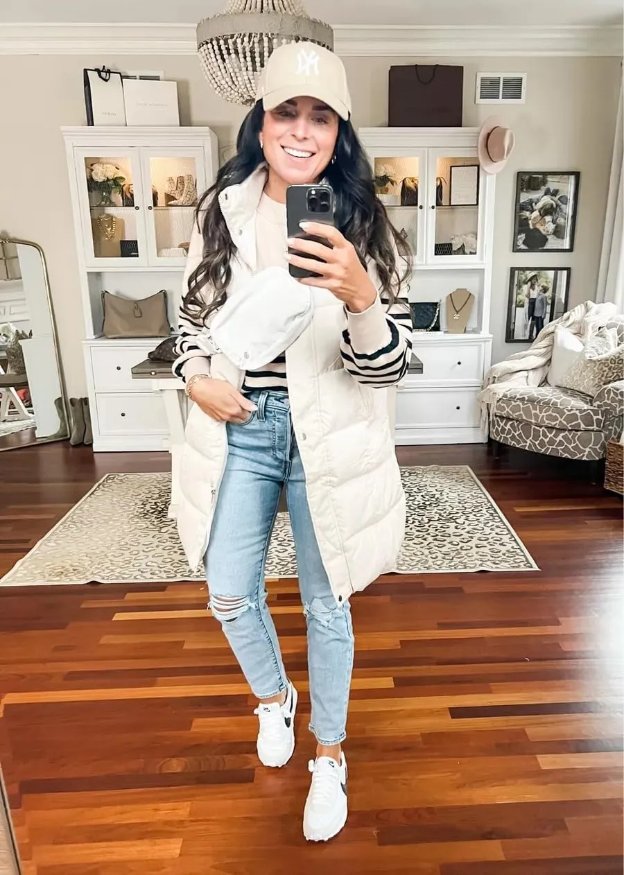 PUWEI Long Puffer Vest Women Quilted Hooded Vest Padded Sleeveless Coat Jackets With Pockets
