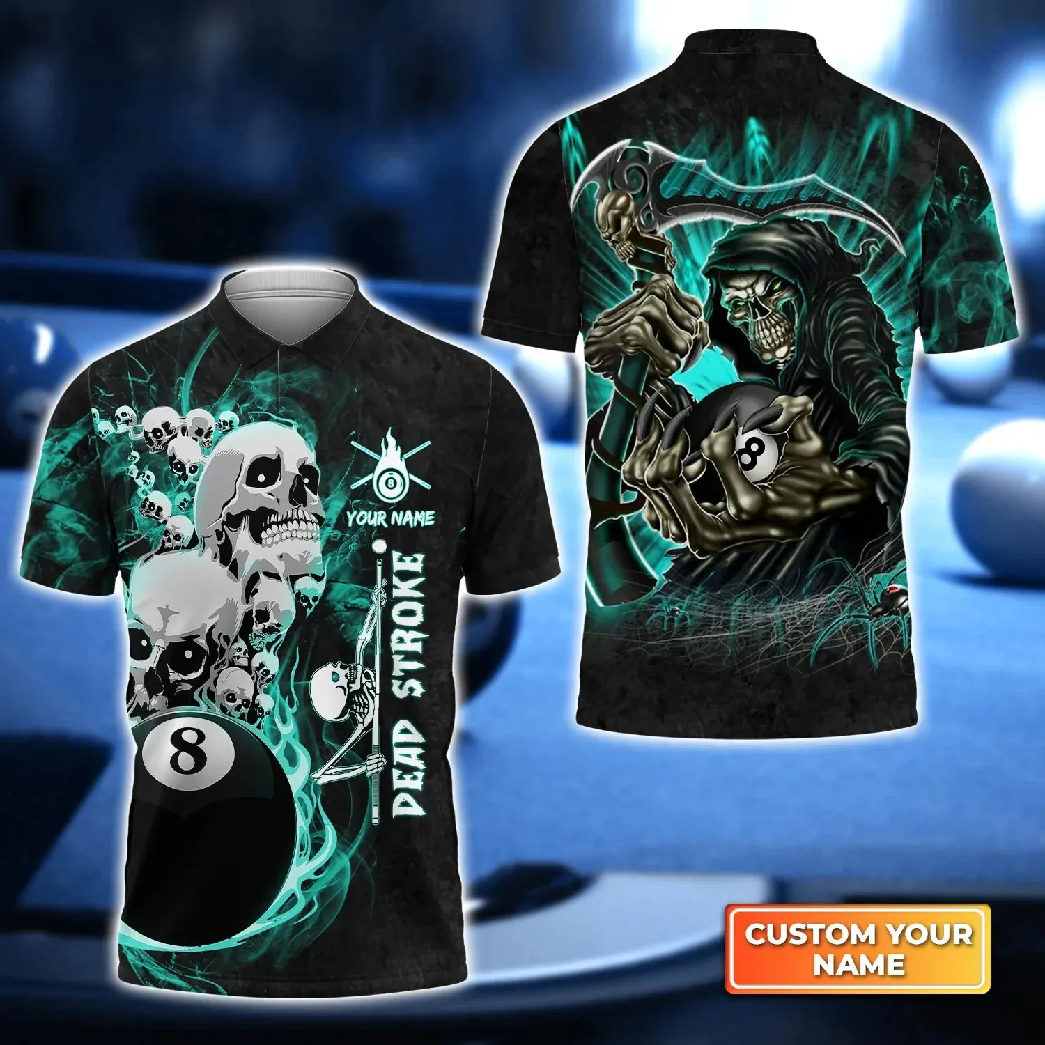 Q's Team Billiards 8 Balls Paint Splash 3D Polo Shirt, Billiards Shirt, Pool Player Shirt, Gift For Billiard Players