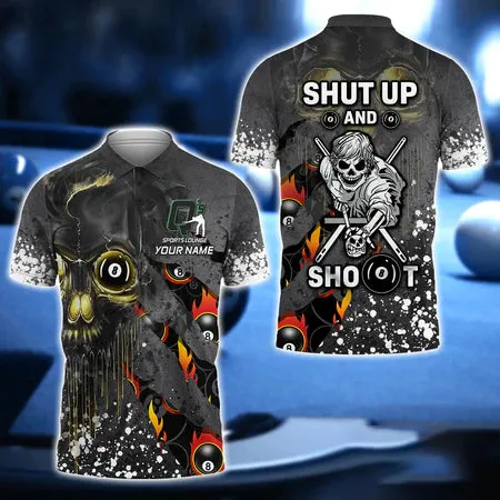 Q's Team Billiards 8 Balls Paint Splash 3D Polo Shirt, Billiards Shirt, Pool Player Shirt, Gift For Billiard Players