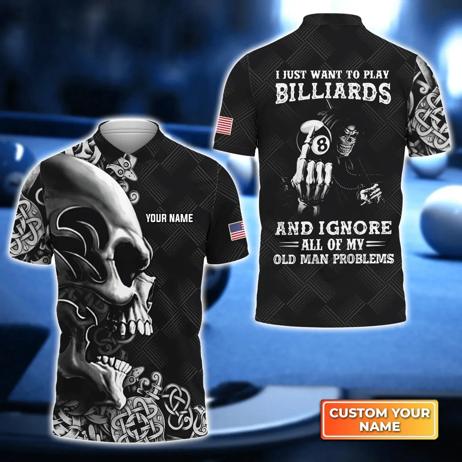 Q's Team Billiards 8 Balls Paint Splash 3D Polo Shirt, Billiards Shirt, Pool Player Shirt, Gift For Billiard Players