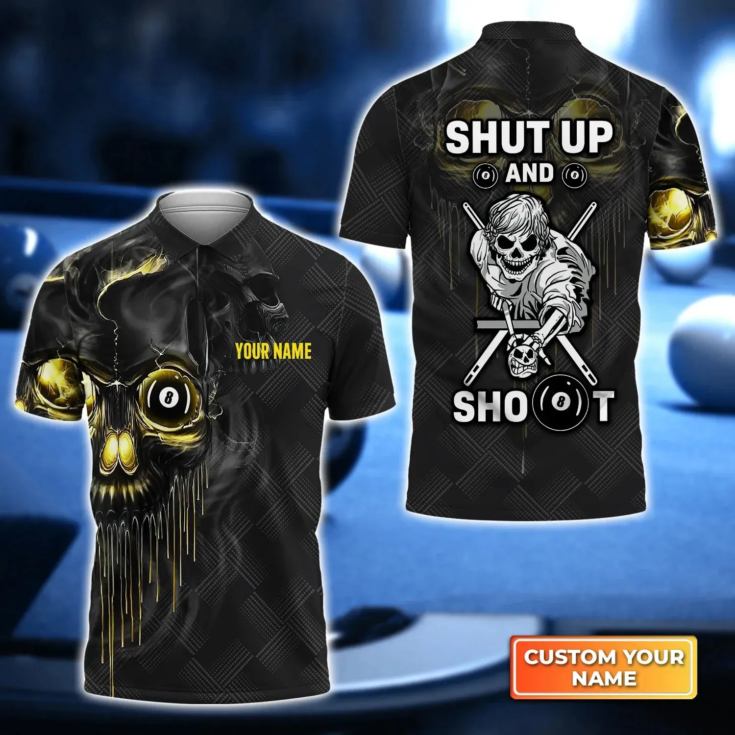 Q's Team Billiards 8 Balls Paint Splash 3D Polo Shirt, Billiards Shirt, Pool Player Shirt, Gift For Billiard Players