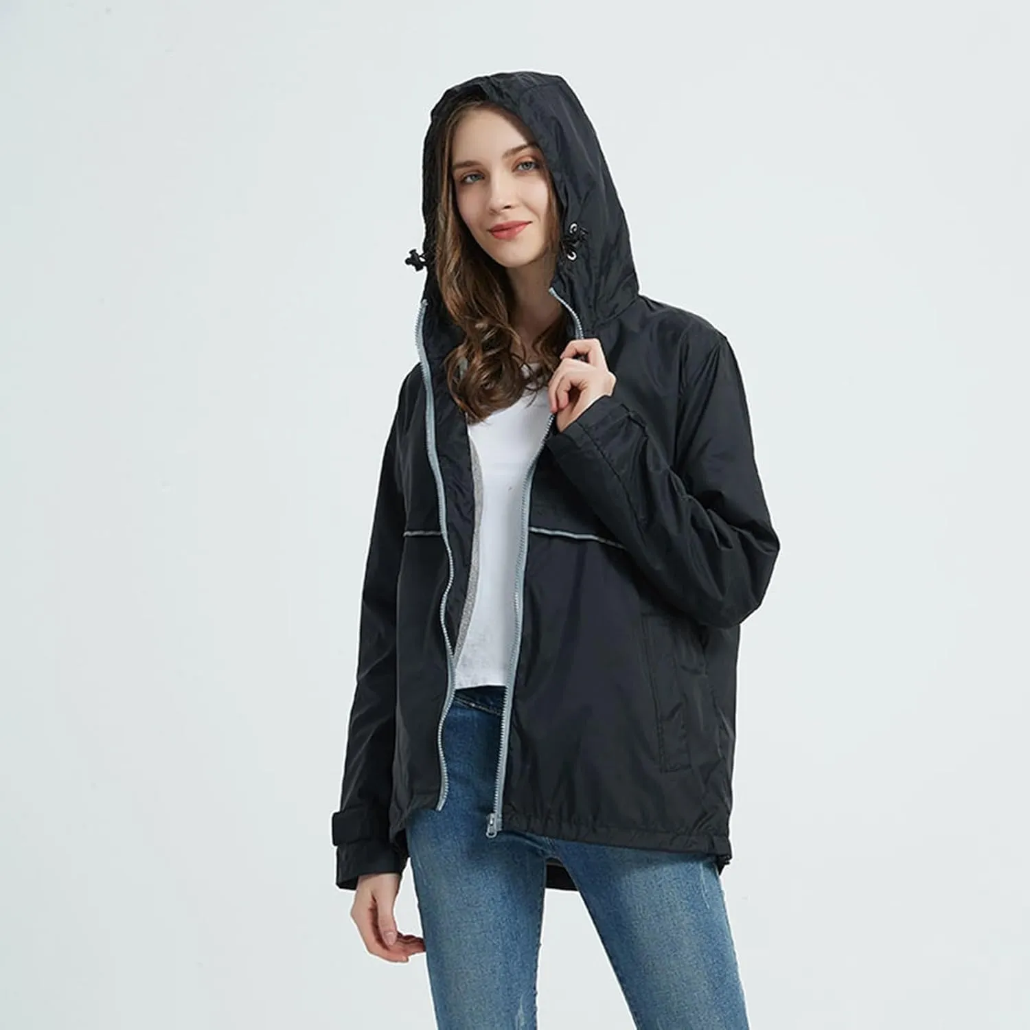 Rain Jackets for Women Waterproof with Hood, Lightweight Winderbreaker Jacket Outdoor Raincoats Hooded w/Pockets