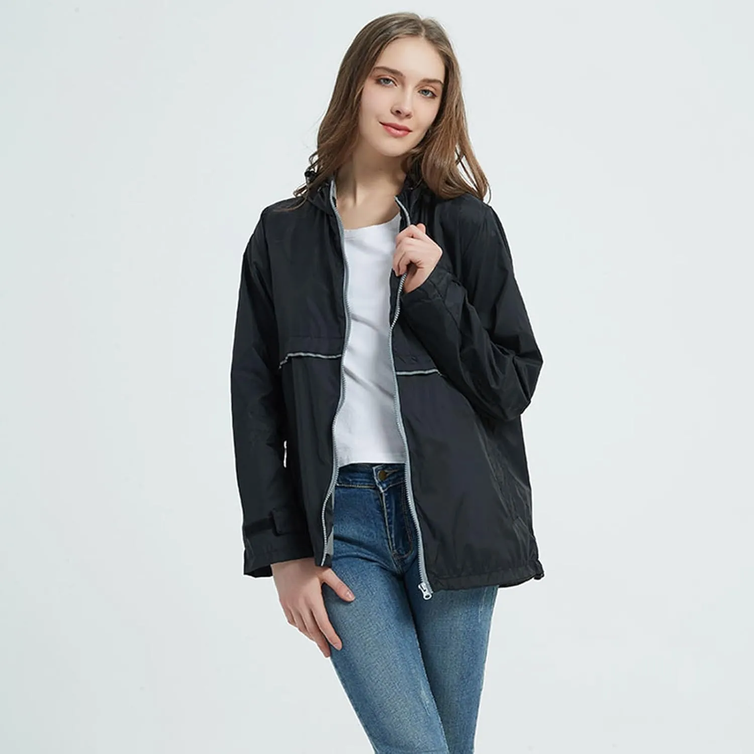 Rain Jackets for Women Waterproof with Hood, Lightweight Winderbreaker Jacket Outdoor Raincoats Hooded w/Pockets