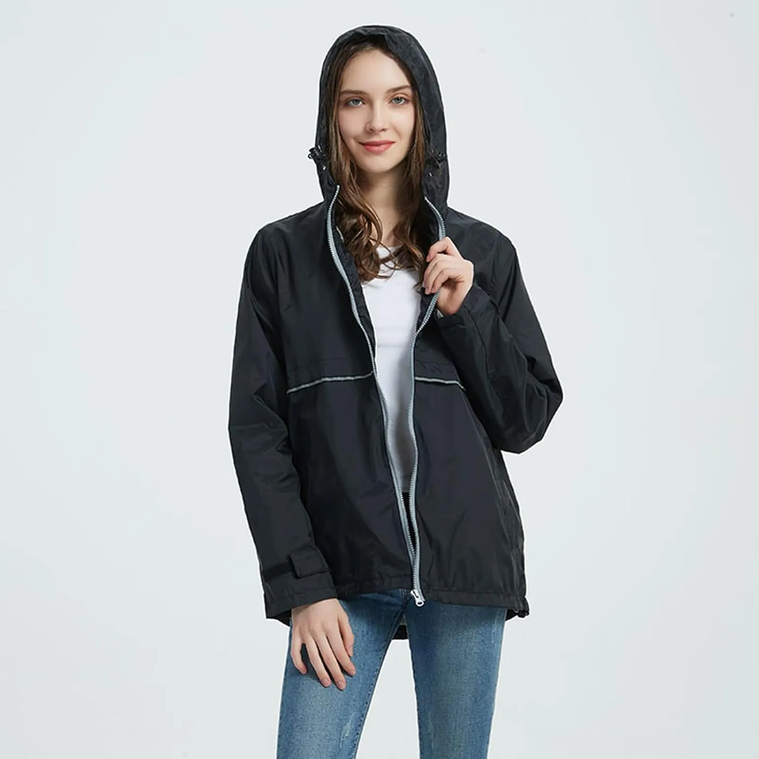 Rain Jackets for Women Waterproof with Hood, Lightweight Winderbreaker Jacket Outdoor Raincoats Hooded w/Pockets