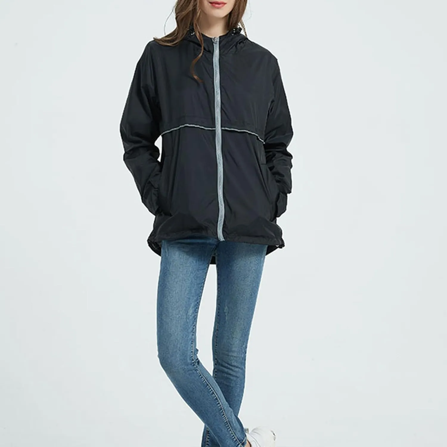 Rain Jackets for Women Waterproof with Hood, Lightweight Winderbreaker Jacket Outdoor Raincoats Hooded w/Pockets