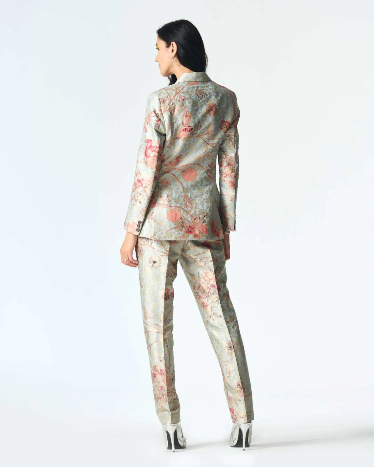 Rana Blazer Silk Brocade Ice Blue