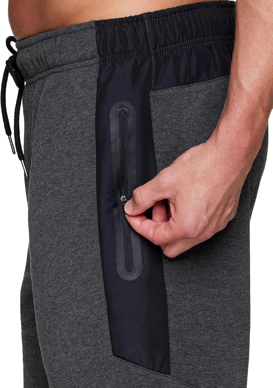 RBX Fleece Joggers for Men, Men's Fleece Sweatpants with Bonded Zipper Pockets, Cotton Blend Fleece Jogger Pants