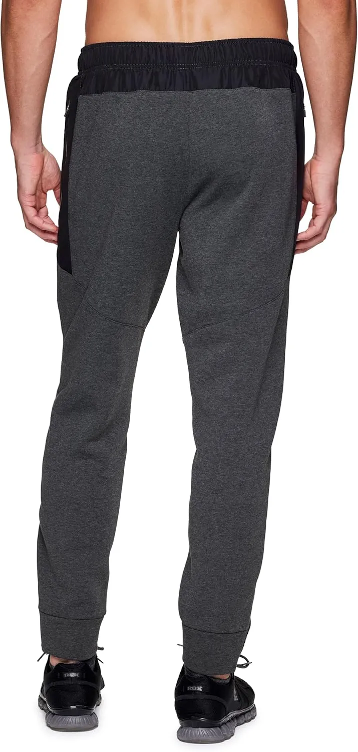 RBX Fleece Joggers for Men, Men's Fleece Sweatpants with Bonded Zipper Pockets, Cotton Blend Fleece Jogger Pants
