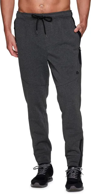 RBX Fleece Joggers for Men, Men's Fleece Sweatpants with Bonded Zipper Pockets, Cotton Blend Fleece Jogger Pants