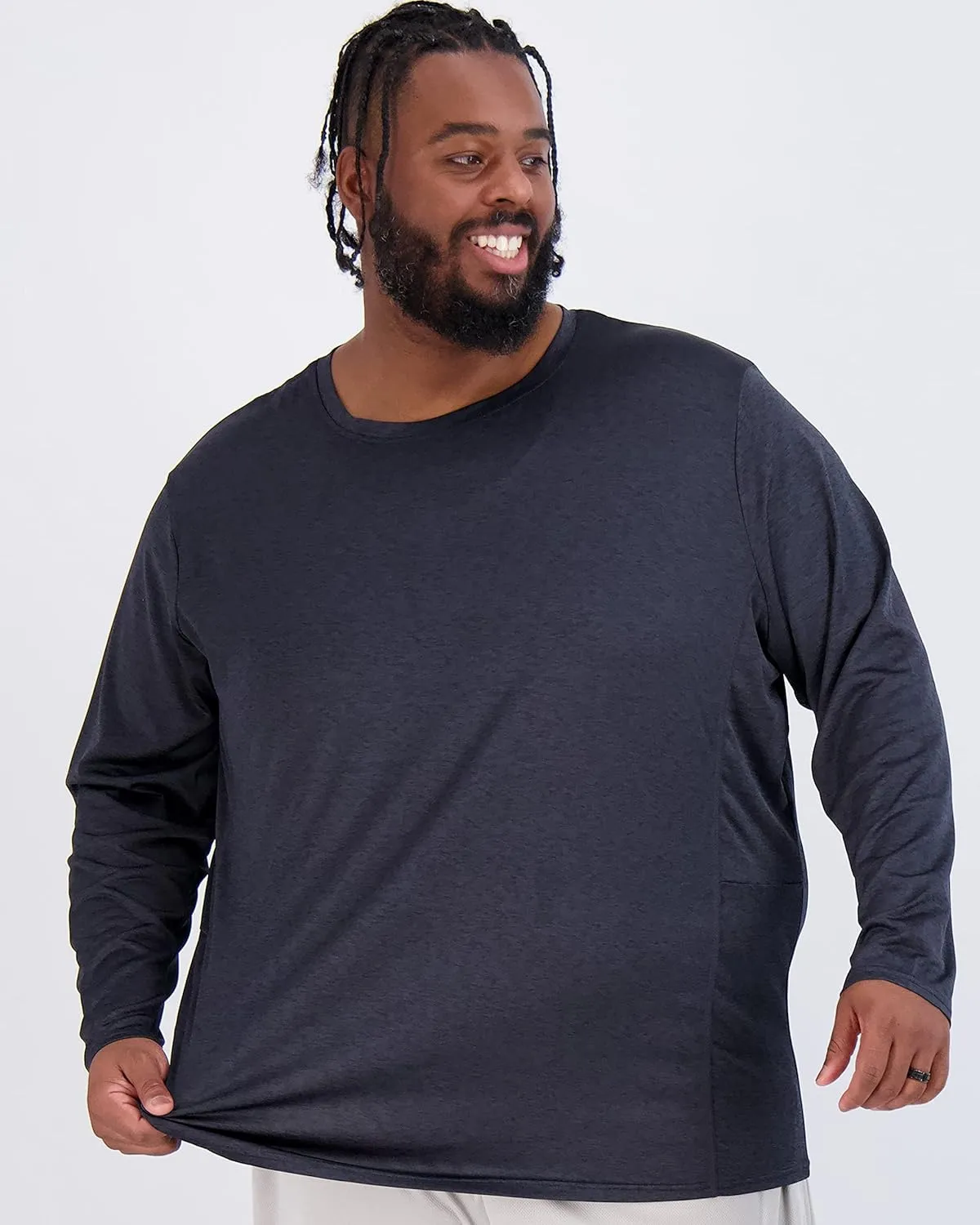 Real Essentials 3 Pack: Men’s Big & Tall Tech Stretch Long-Sleeve & Short-Sleeve Dry-Fit T-Shirt (3XT-5XT)