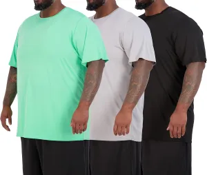 Real Essentials 3 Pack: Men’s Big & Tall Tech Stretch Long-Sleeve & Short-Sleeve Dry-Fit T-Shirt (3XT-5XT)