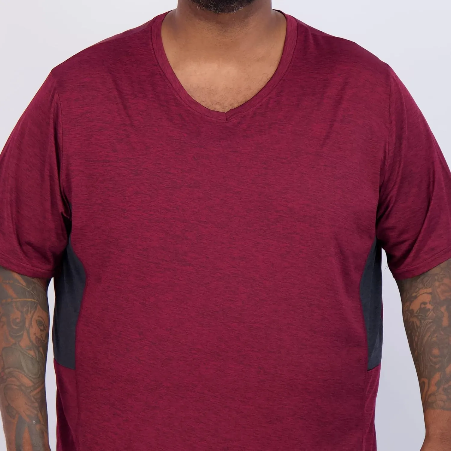 Real Essentials 3 Pack: Mens Big & Tall V-Neck Short-Sleeve Tech Stretch Dry-Fit T-Shirt (3X Tall-5X Tall)