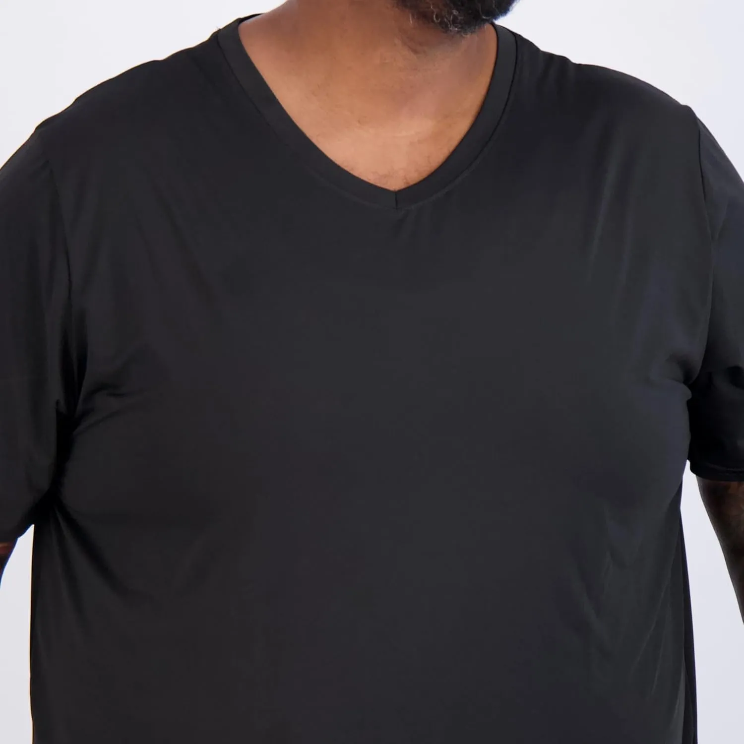 Real Essentials 3 Pack: Mens Big & Tall V-Neck Short-Sleeve Tech Stretch Dry-Fit T-Shirt (3X Tall-5X Tall)