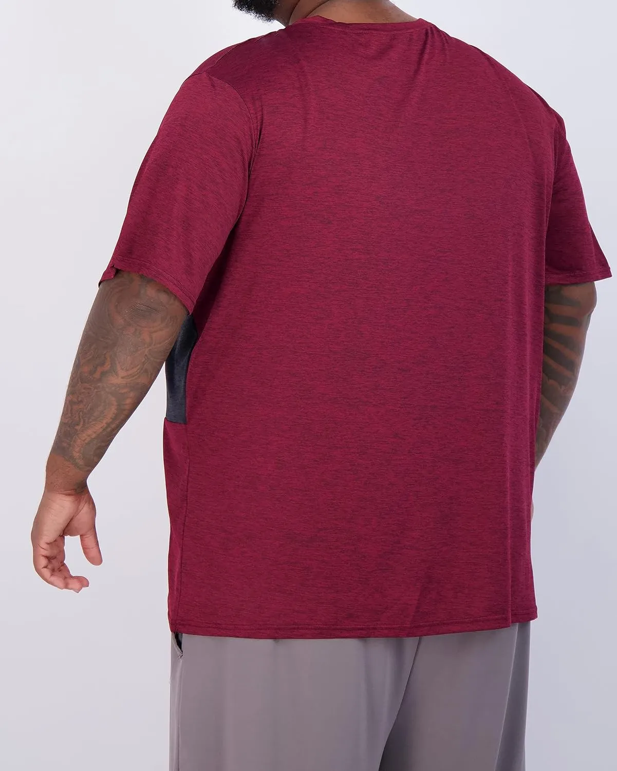 Real Essentials 3 Pack: Mens Big & Tall V-Neck Short-Sleeve Tech Stretch Dry-Fit T-Shirt (3X Tall-5X Tall)