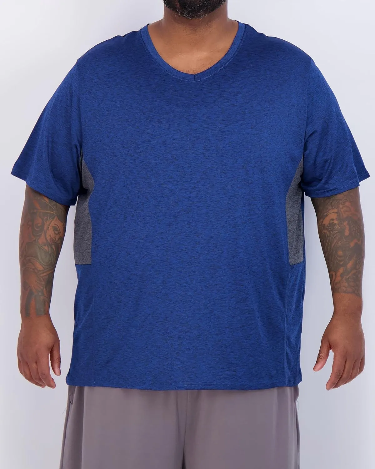 Real Essentials 3 Pack: Mens Big & Tall V-Neck Short-Sleeve Tech Stretch Dry-Fit T-Shirt (3X Tall-5X Tall)