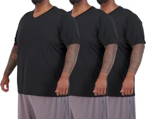 Real Essentials 3 Pack: Mens Big & Tall V-Neck Short-Sleeve Tech Stretch Dry-Fit T-Shirt (3X Tall-5X Tall)
