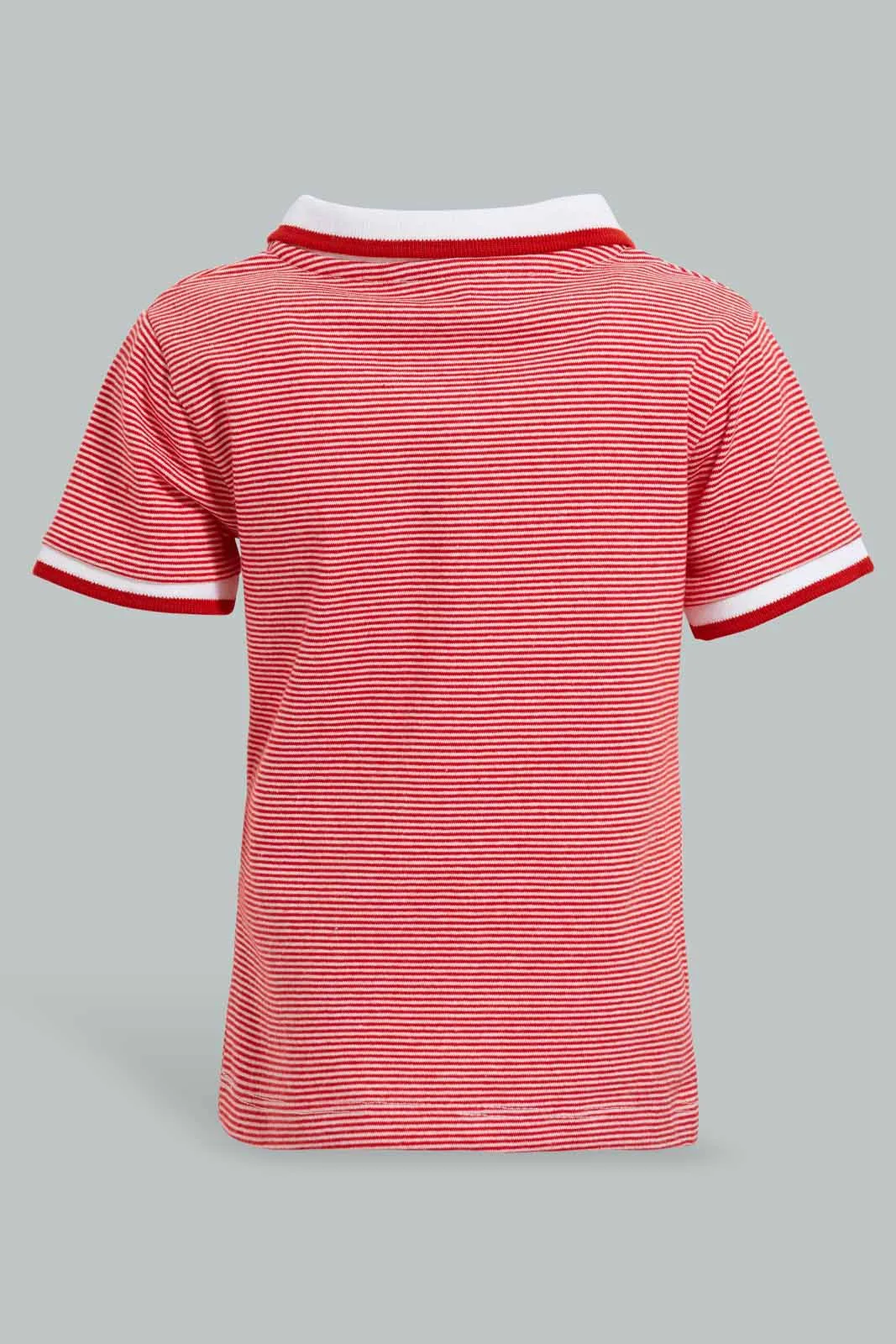 Red Striped Polo Shirt For Baby Boys