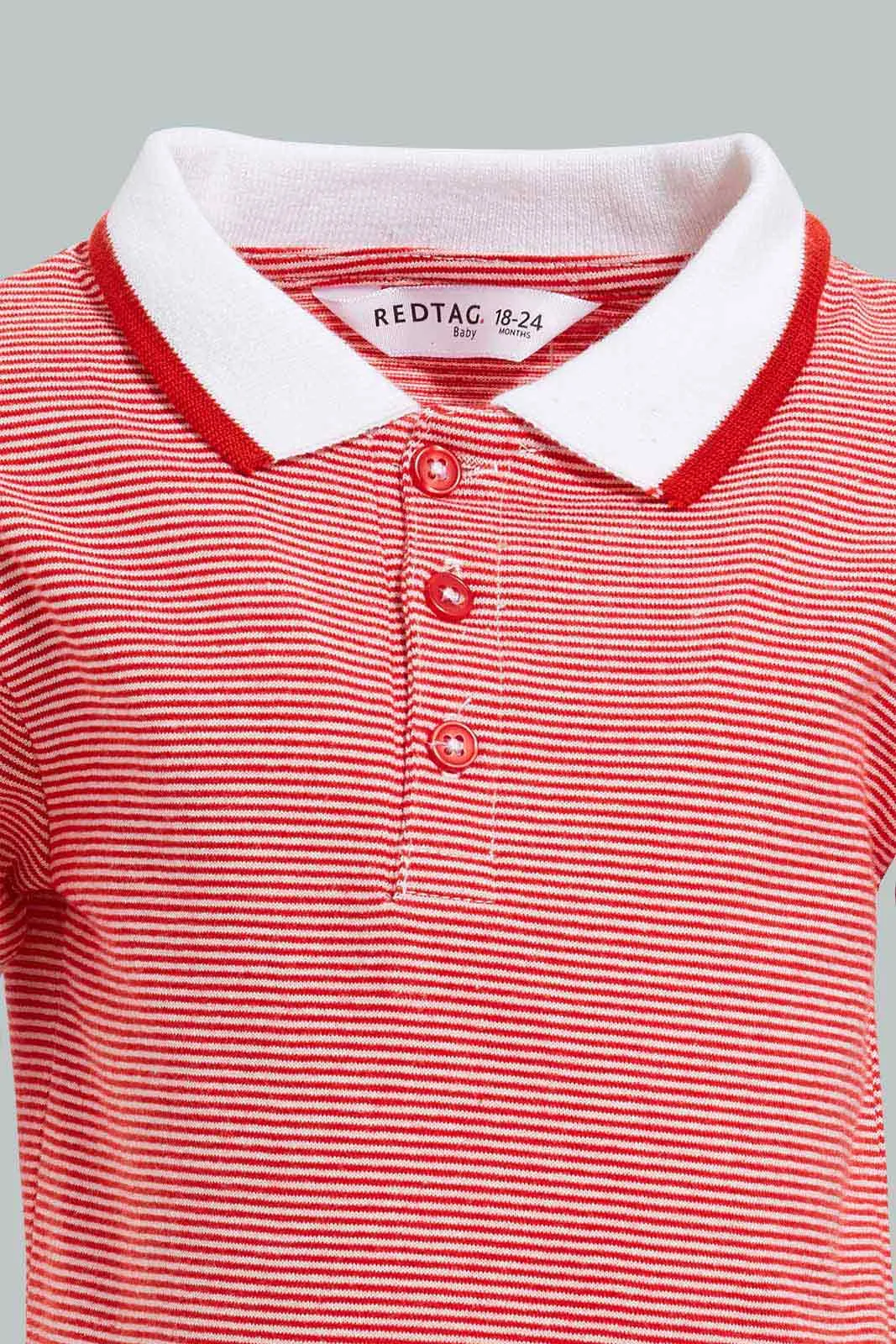 Red Striped Polo Shirt For Baby Boys