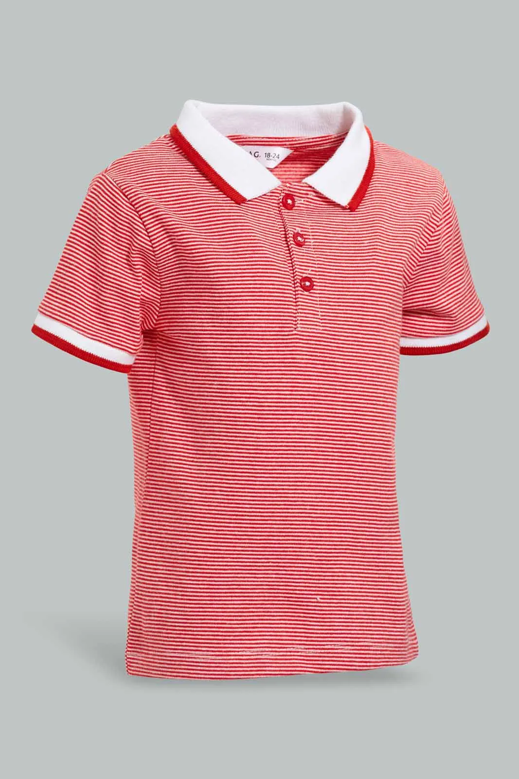 Red Striped Polo Shirt For Baby Boys