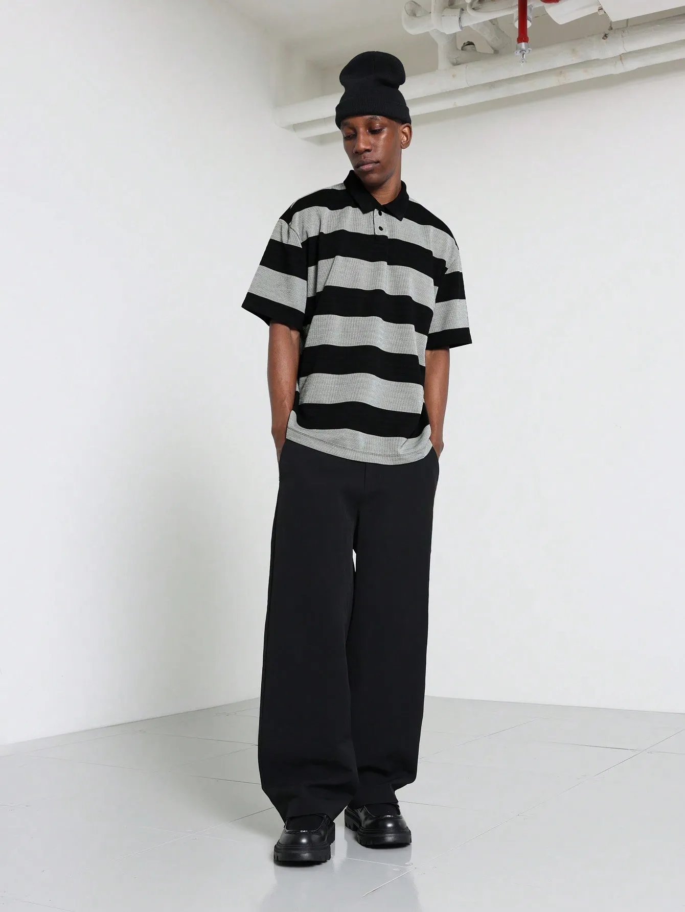 Regular Fit Texture Stripe Polo Shirt
