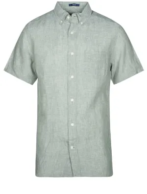 Regular Linen Short Sleeve Shirt Kalamata Green