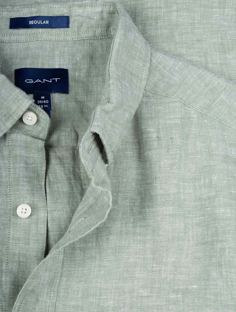Regular Linen Short Sleeve Shirt Kalamata Green