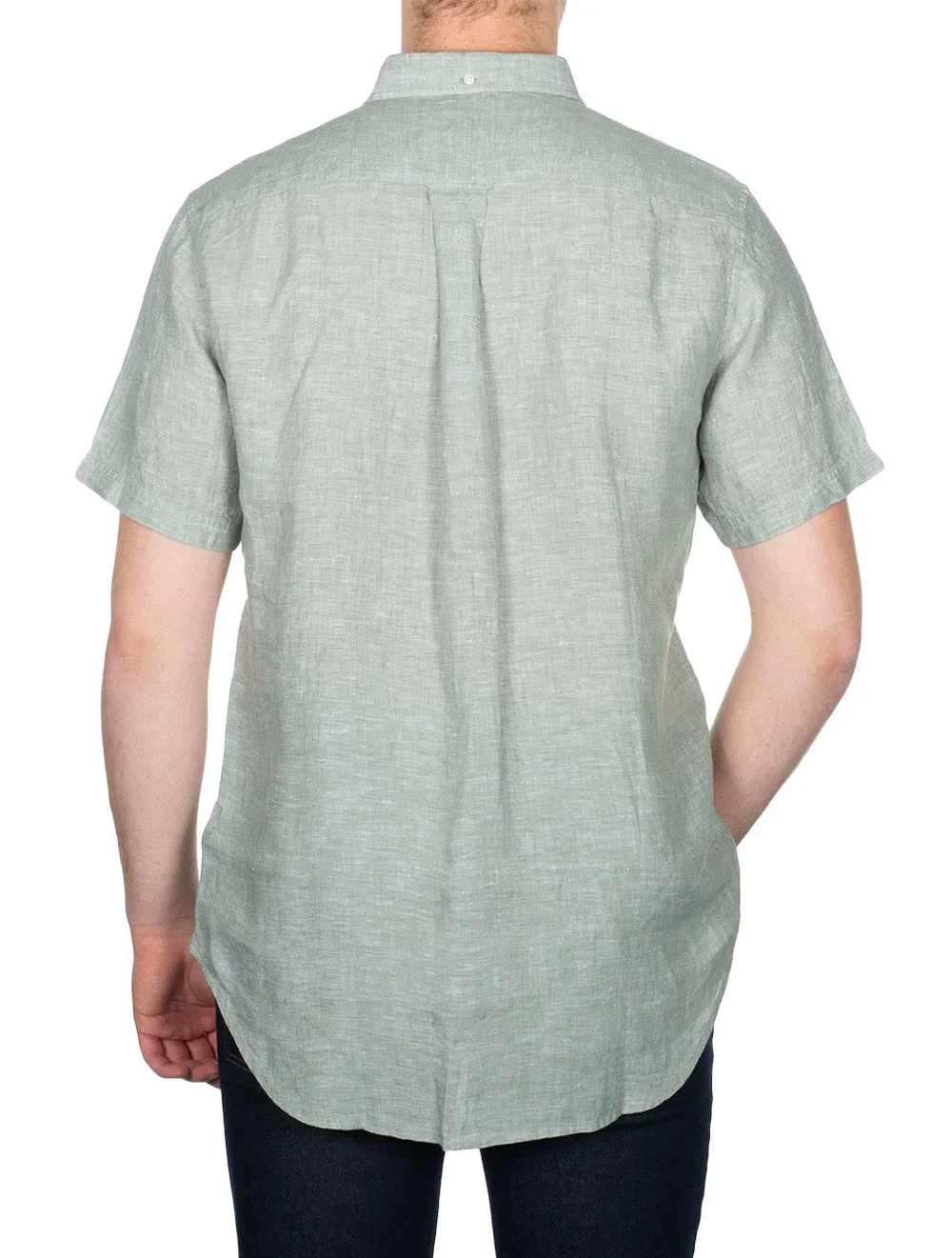 Regular Linen Short Sleeve Shirt Kalamata Green