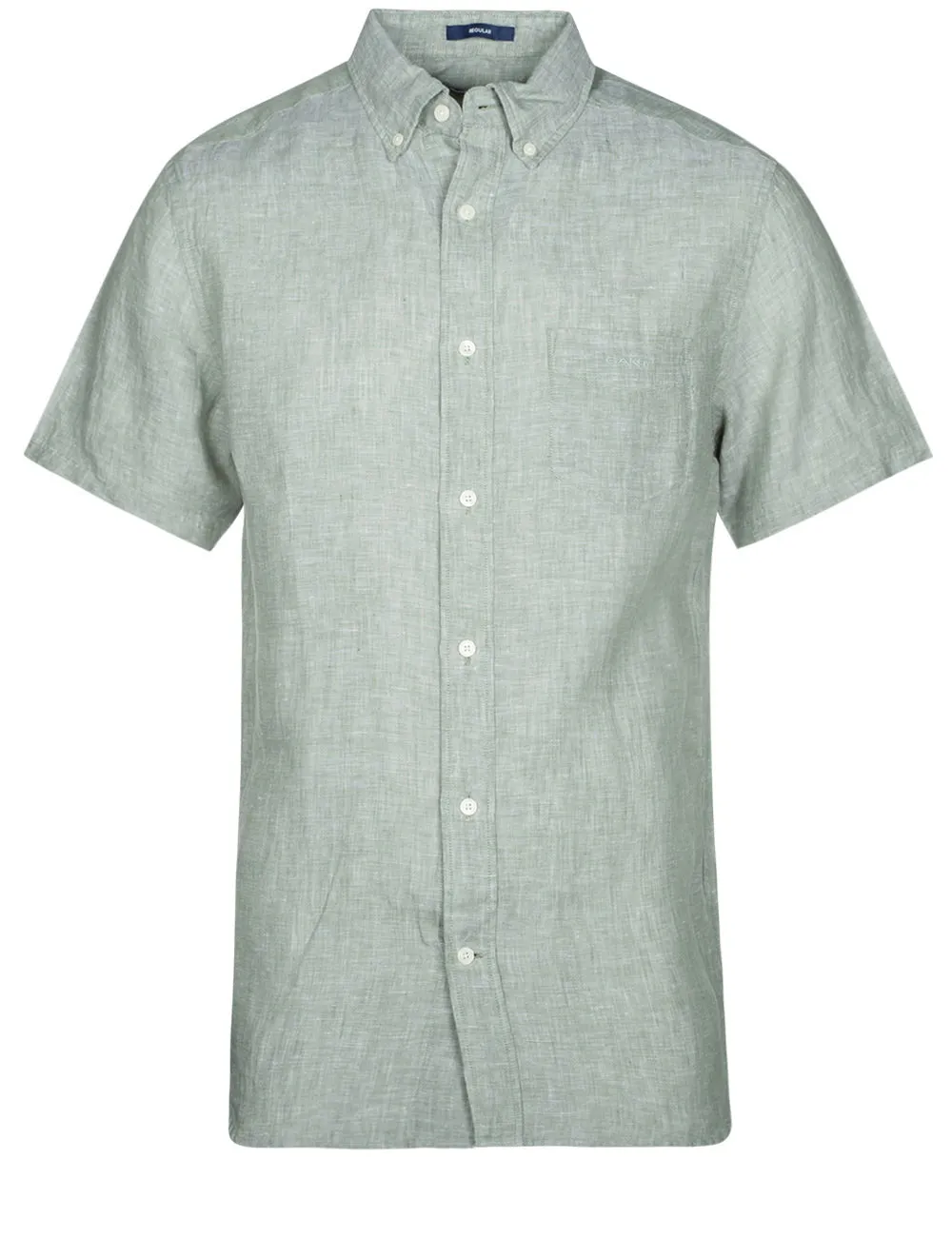Regular Linen Short Sleeve Shirt Kalamata Green