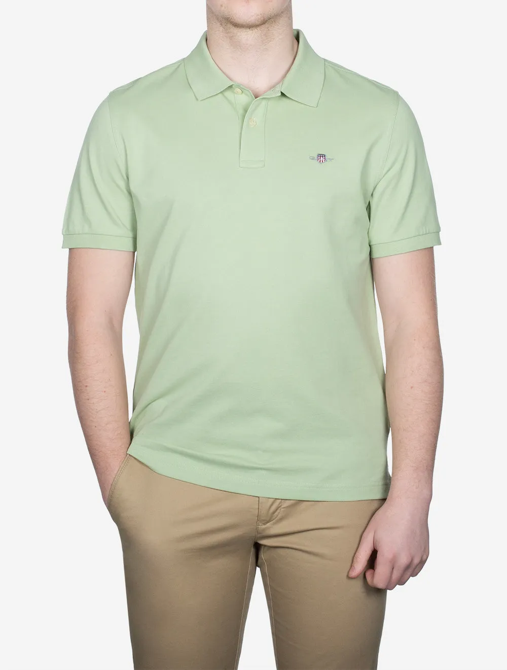 Regular Shield Short Sleeve Pique Polo Milky Matcha