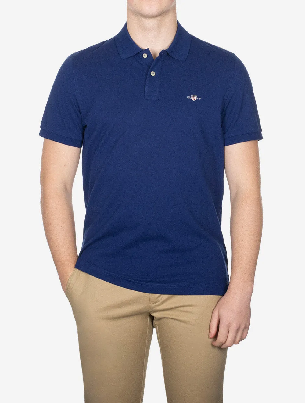 Regular Shield Short Sleeve Pique Polo Rich Navy
