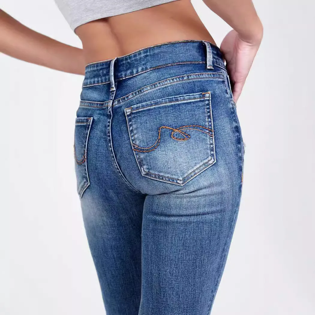 Ripped High Waist Elastic Slim Fit Jeans