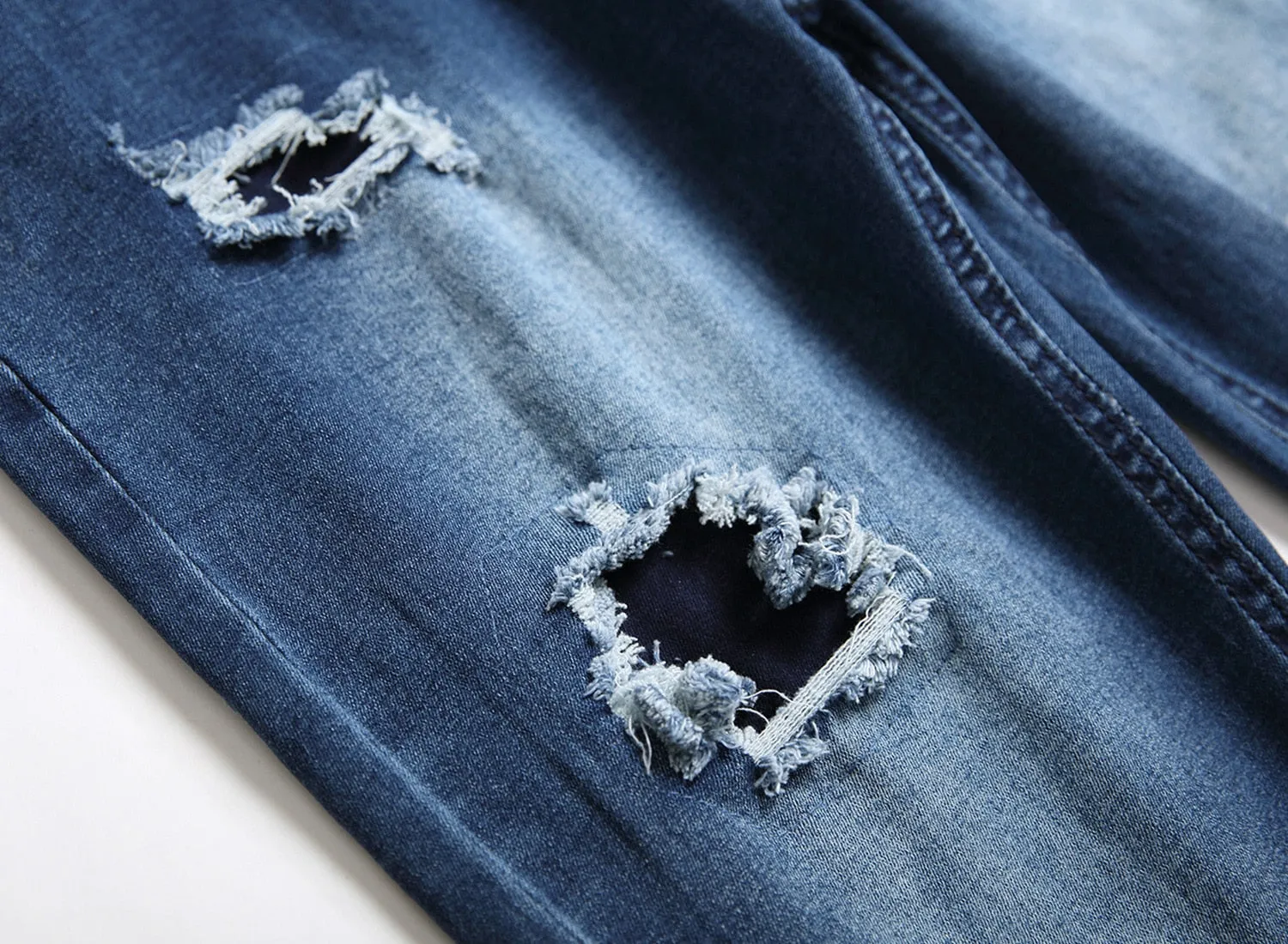 Ripped Patchwork Men's Jeans Pants Slim Stretch trousers