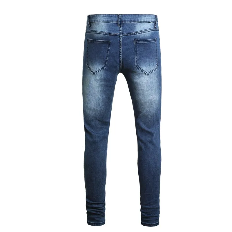 Ripped Patchwork Men's Jeans Pants Slim Stretch trousers