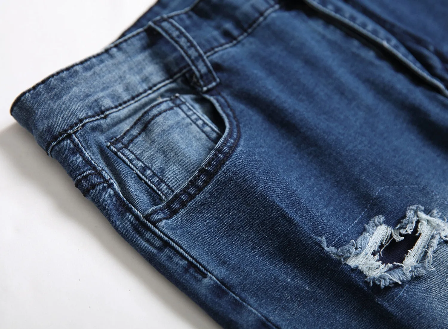 Ripped Patchwork Men's Jeans Pants Slim Stretch trousers