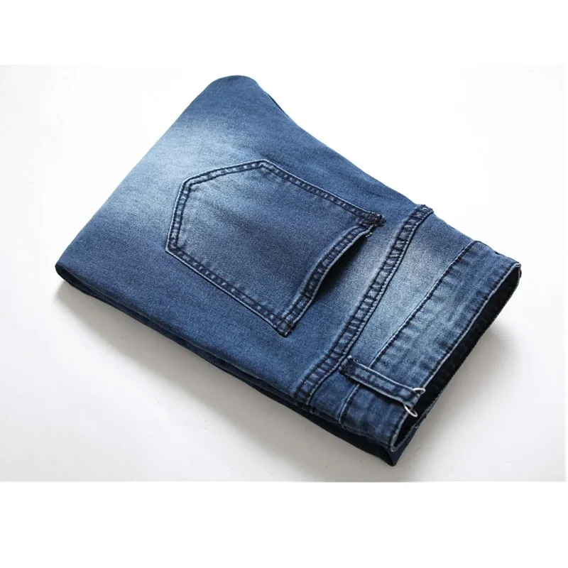 Ripped Patchwork Men's Jeans Pants Slim Stretch trousers