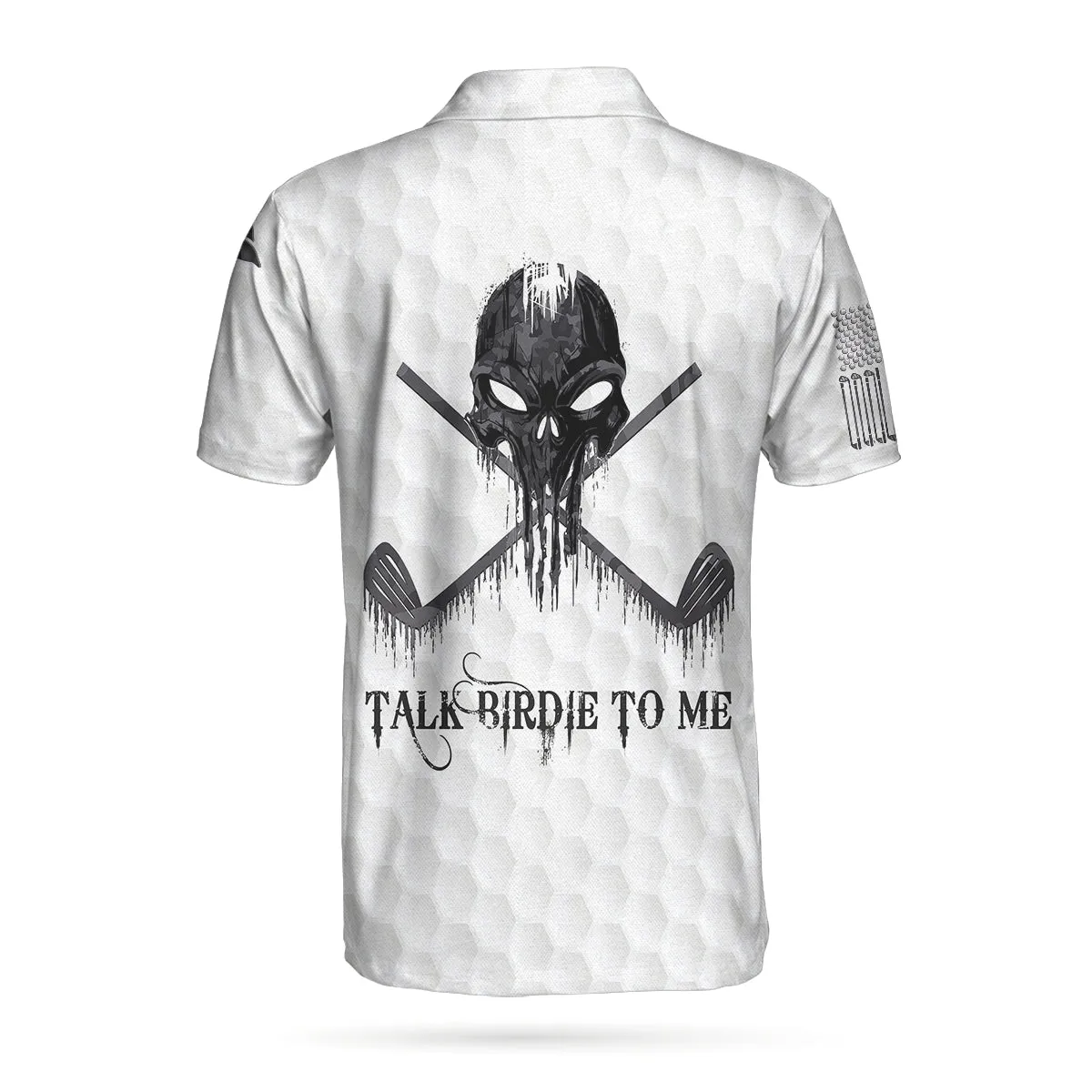 Ripped Vintage Golfing Skull Camouflaged Polo, Talk Birdie To Me Golf Pattern Polo Shirt, Best Golf Shirt For Men Coolspod