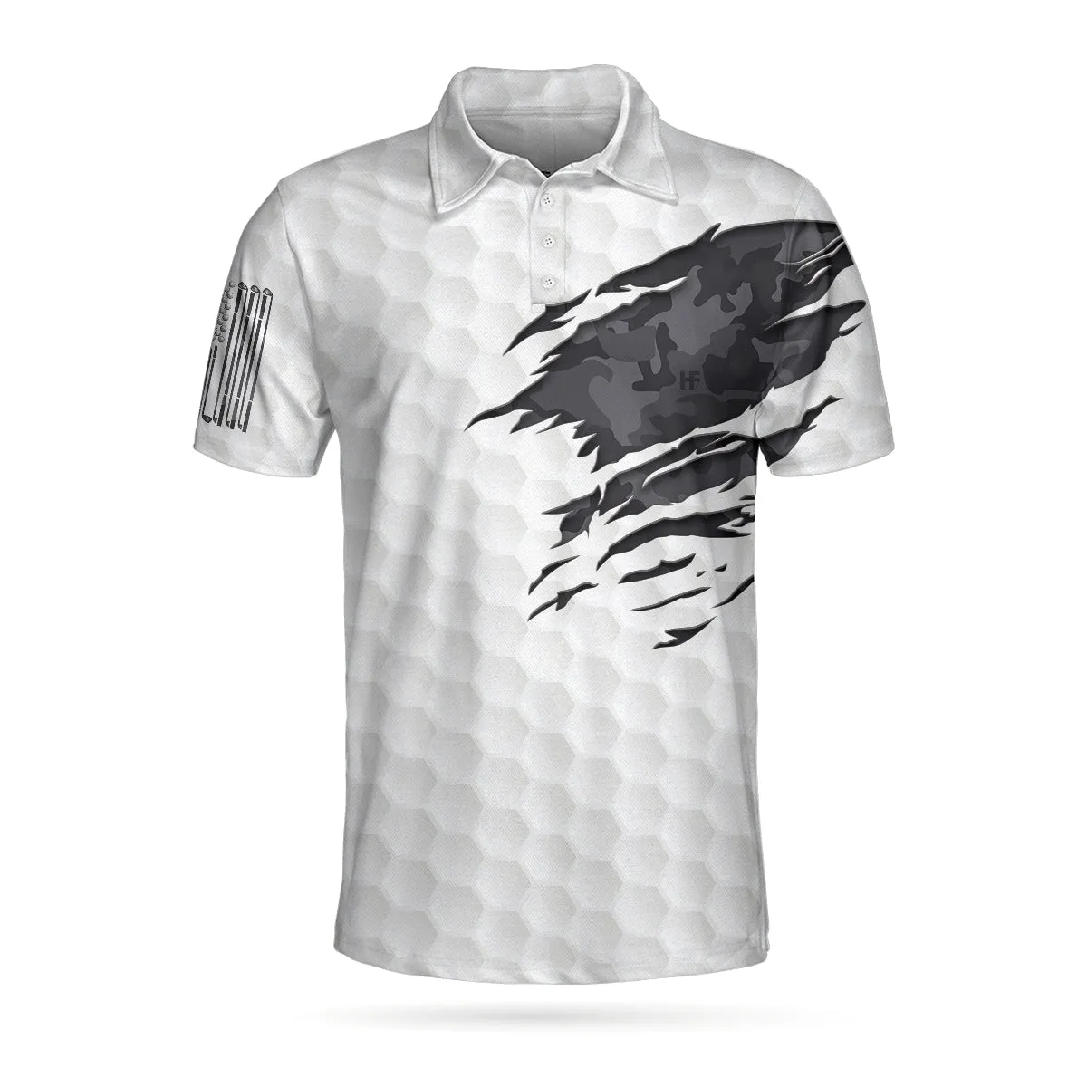 Ripped Vintage Golfing Skull Camouflaged Polo, Talk Birdie To Me Golf Pattern Polo Shirt, Best Golf Shirt For Men Coolspod