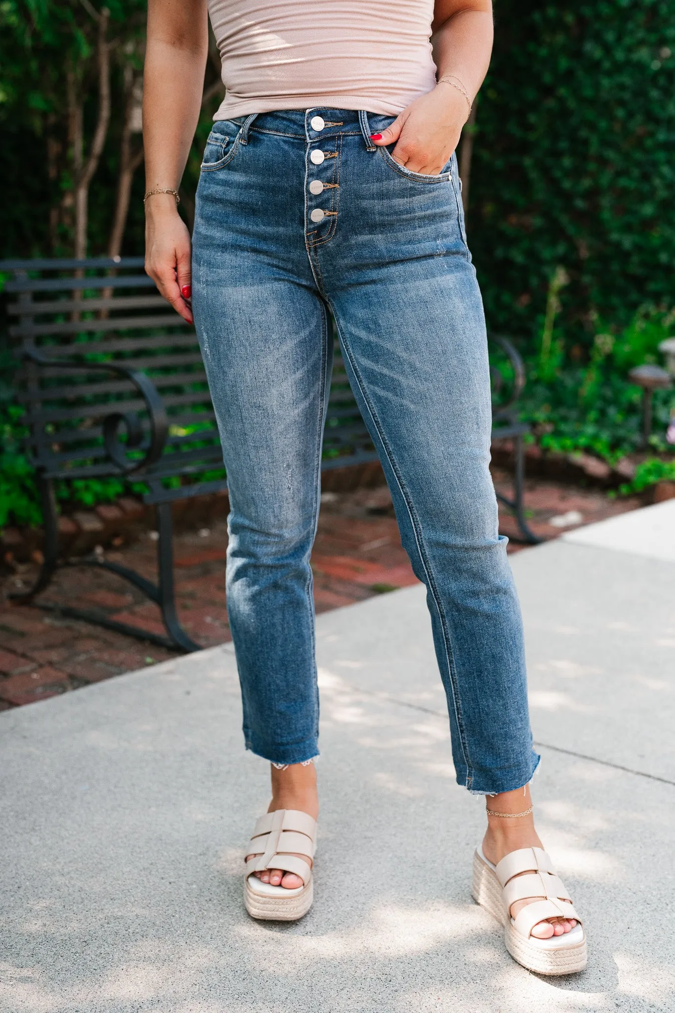 Risen Ann High Rise Crop Straight Jeans