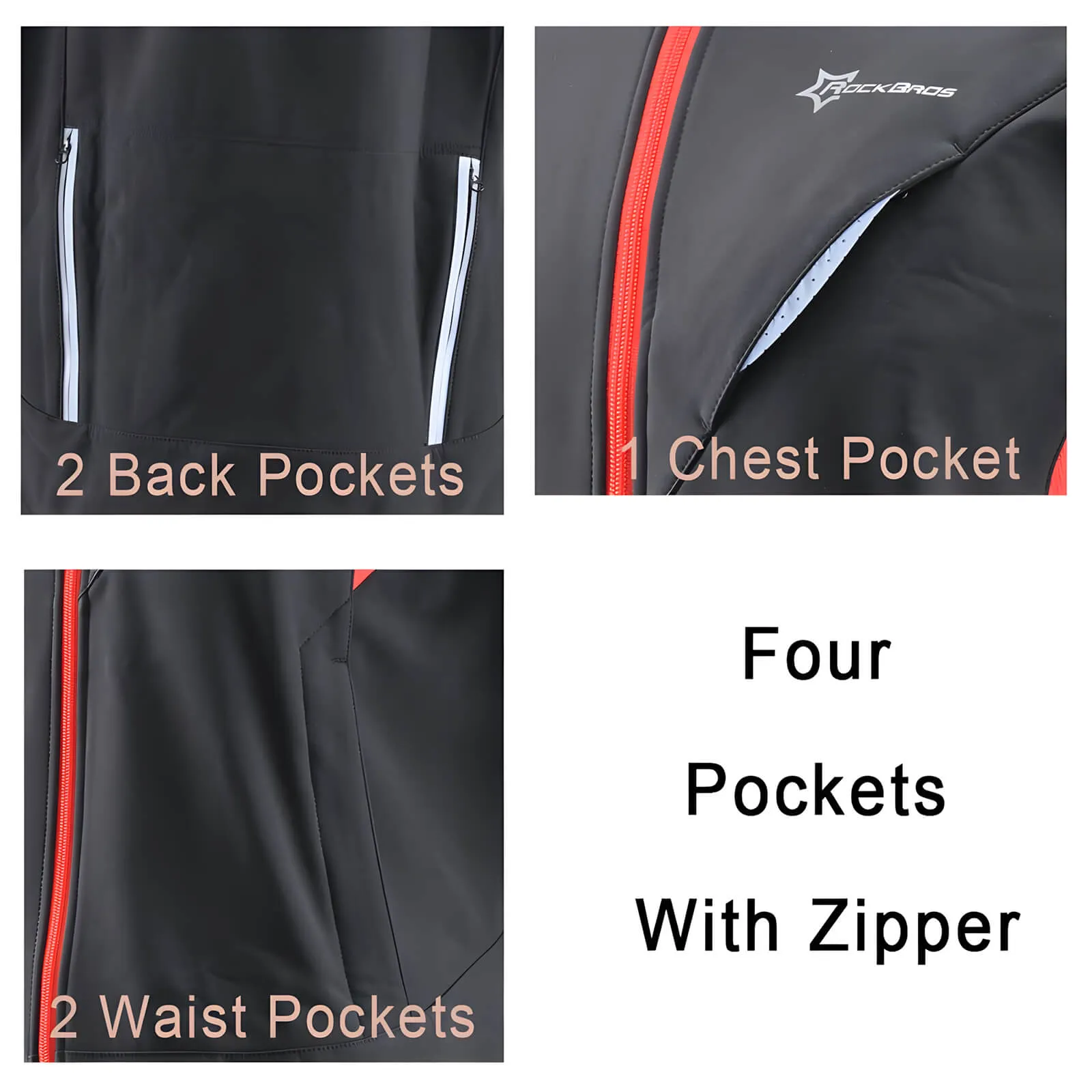ROCKBROS Winter Cycling Jacket for Men Windproof Thermal Reflective