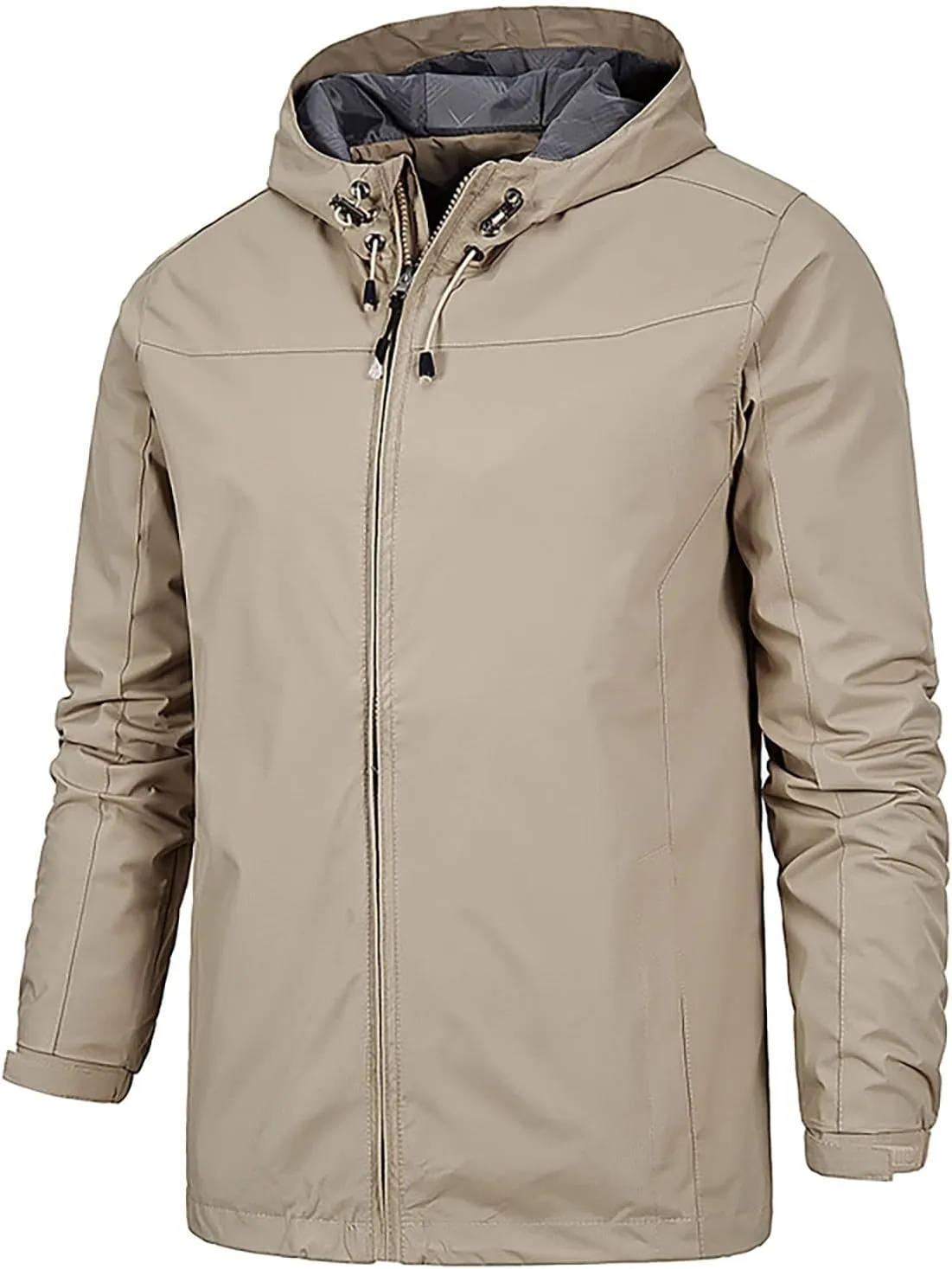 RTRDE Mens Jackets Lightweight Waterproof Rain Jacket with Hood Outdoor Raincoat Softshell Jacket Hiking, XL-5XL