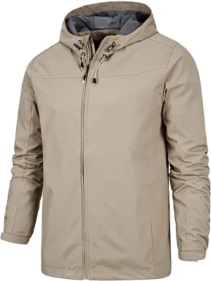 RTRDE Mens Jackets Lightweight Waterproof Rain Jacket with Hood Outdoor Raincoat Softshell Jacket Hiking, XL-5XL